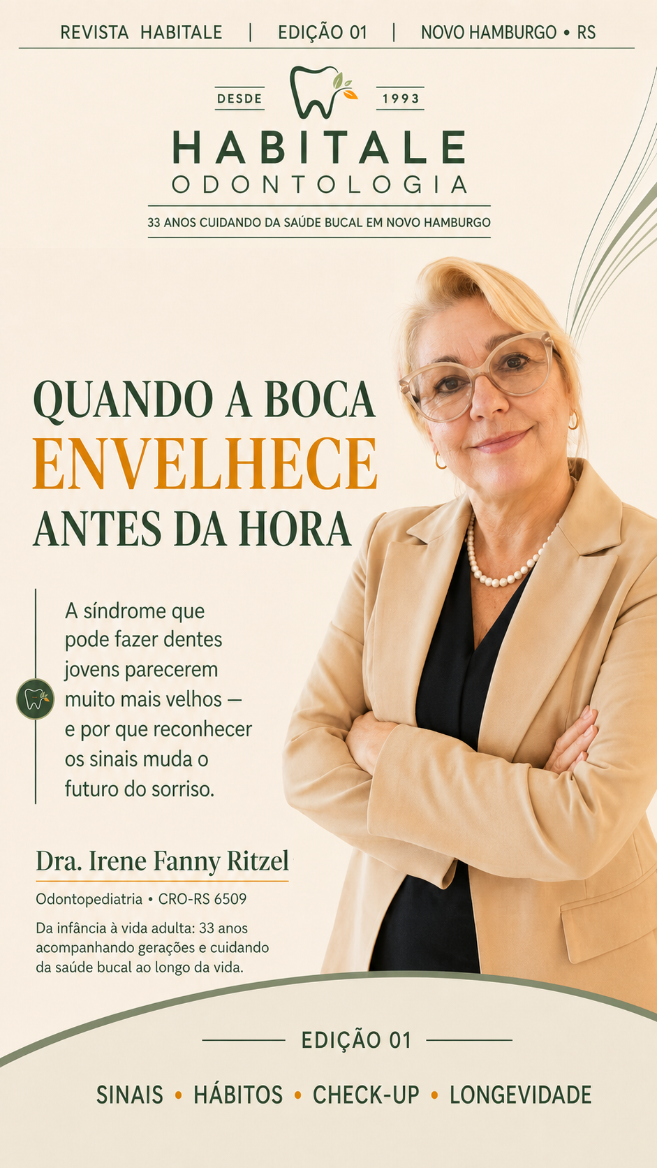 Capa da Revista Habitale, edição 01, com a Dra. Irene Fanny Ritzel